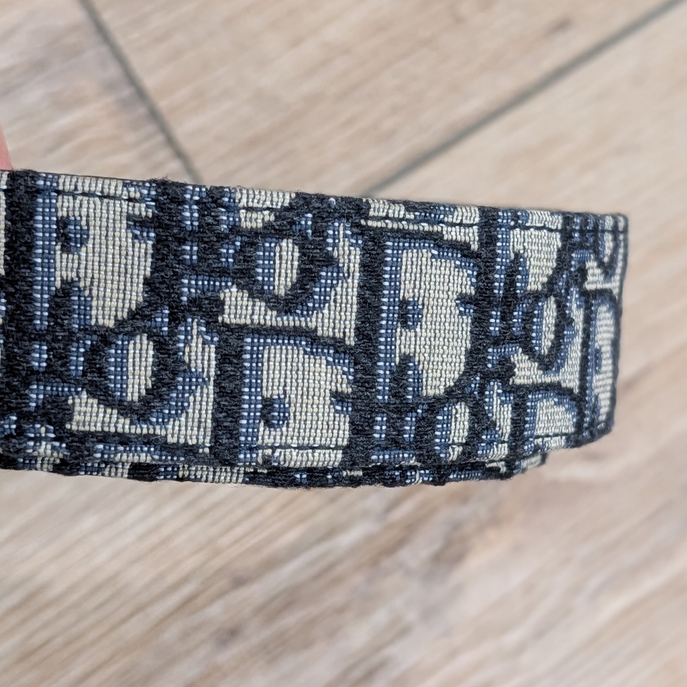 $710 Christian Dior Monogram Logo Textile/Leather Belt 115 US 46 - Picture 2 of 4